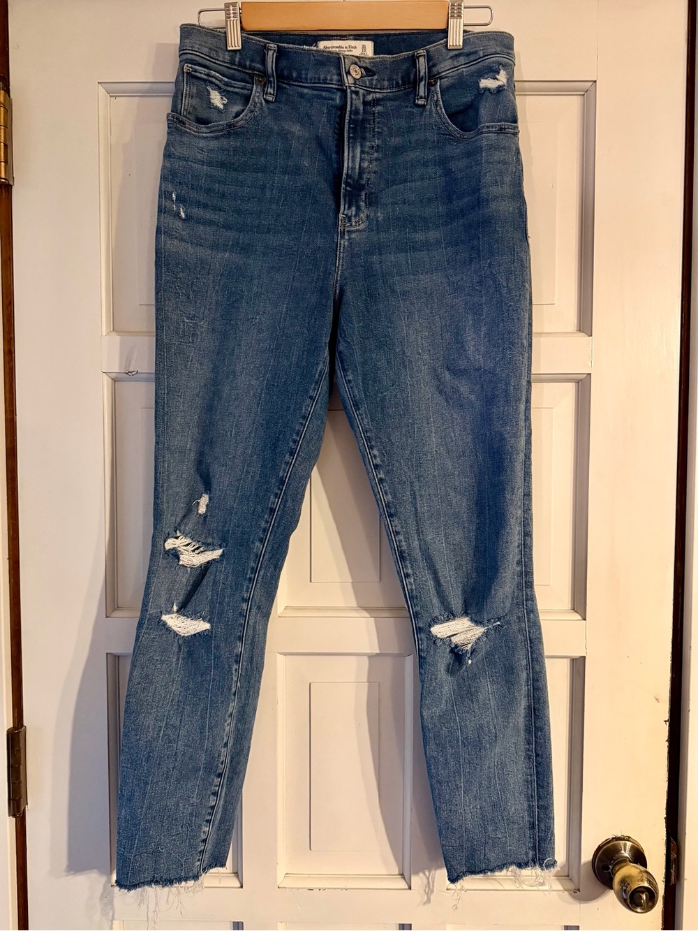 Abercrombie & Fitch Distressed Blue High-Rise Women's Jeans